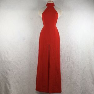 House Of Harlow Revolve Coral Orange Halter Maxi Silt Dress XXS Low Back Date
